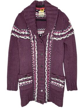 Women's Medium Helly Hansen Nordic Chunky Knit Cardigan Sweater Alpine Shawl